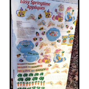 Cranston fabric panel Appliques Spring Bunny Gardening